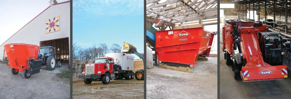 KUHN Knight trailed, truck stationary and self-propelled TMR mixers