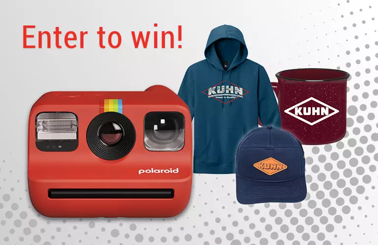 Collage showing prizes that can be won by entering photo contest. 