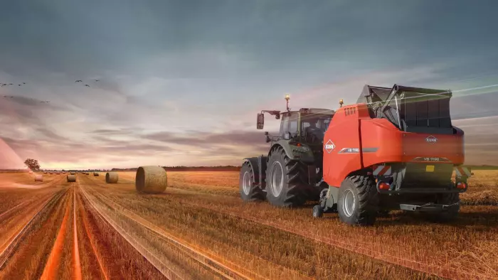 La presse KUHN VB 7100 en action