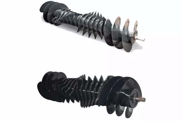 The 48 cm diameter OPTIFEED rotor design, where rotor tines and auger function are combined on one shaft